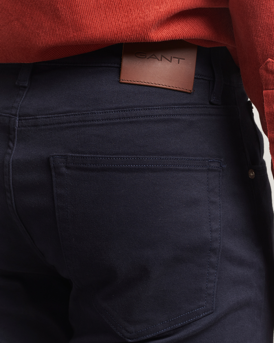 Men | Trousers | GANT | Regular Fit Moleskin 5-Pocket Trousers Evening Blue