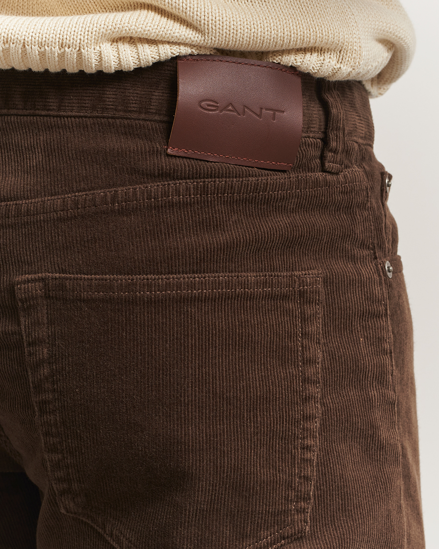 Men | Trousers | GANT | Cord 5-Pocket Jeans Rich Brown