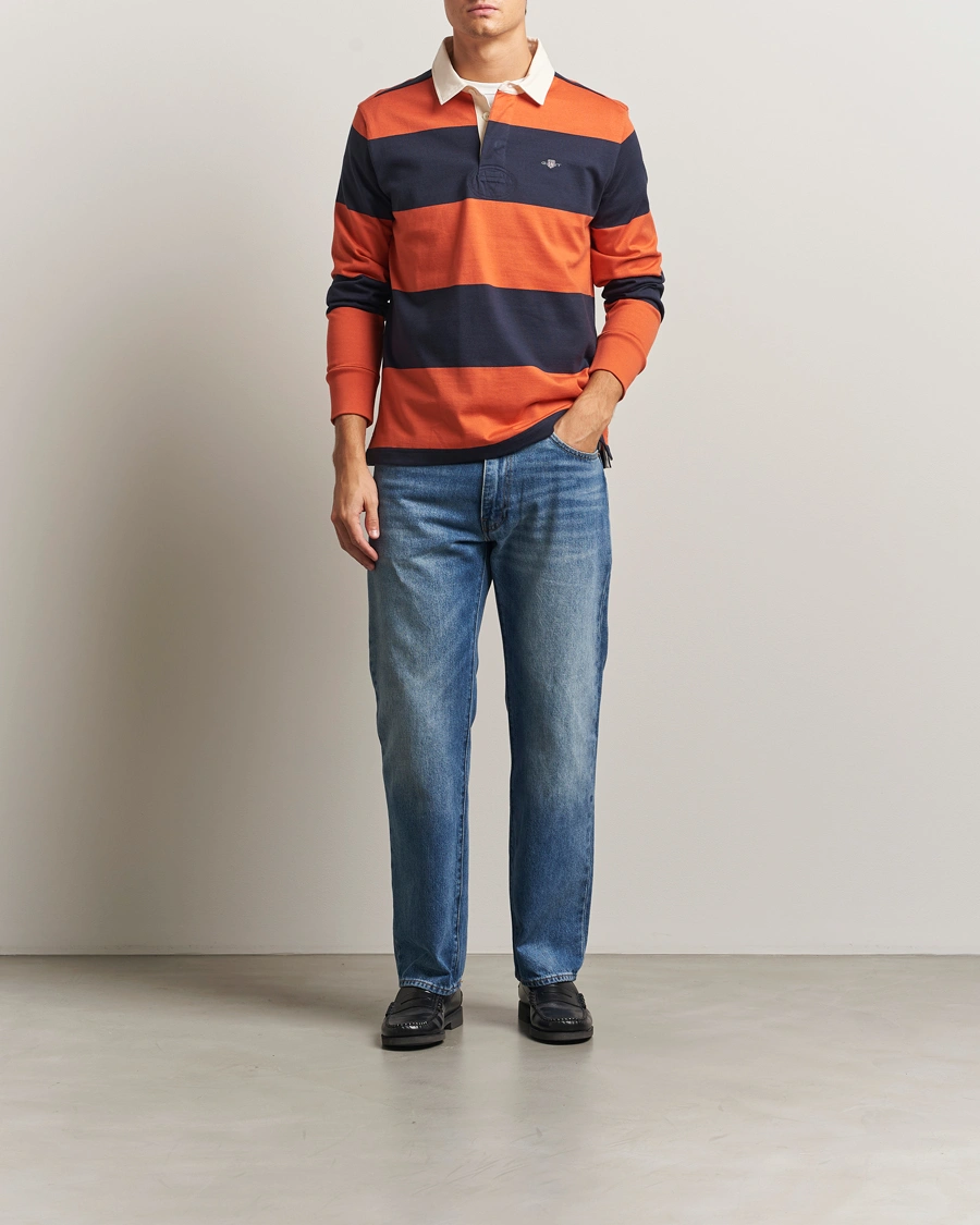 Men | Sweaters & Knitwear | GANT | Striped Heavy Rugger Evening Blue