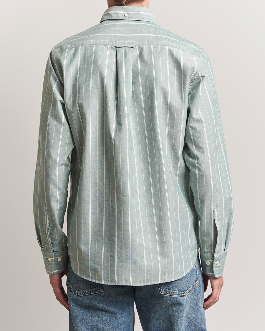 Men | Shirts | GANT | Regular Fit Classic Striped Oxford Shirt Forest Green