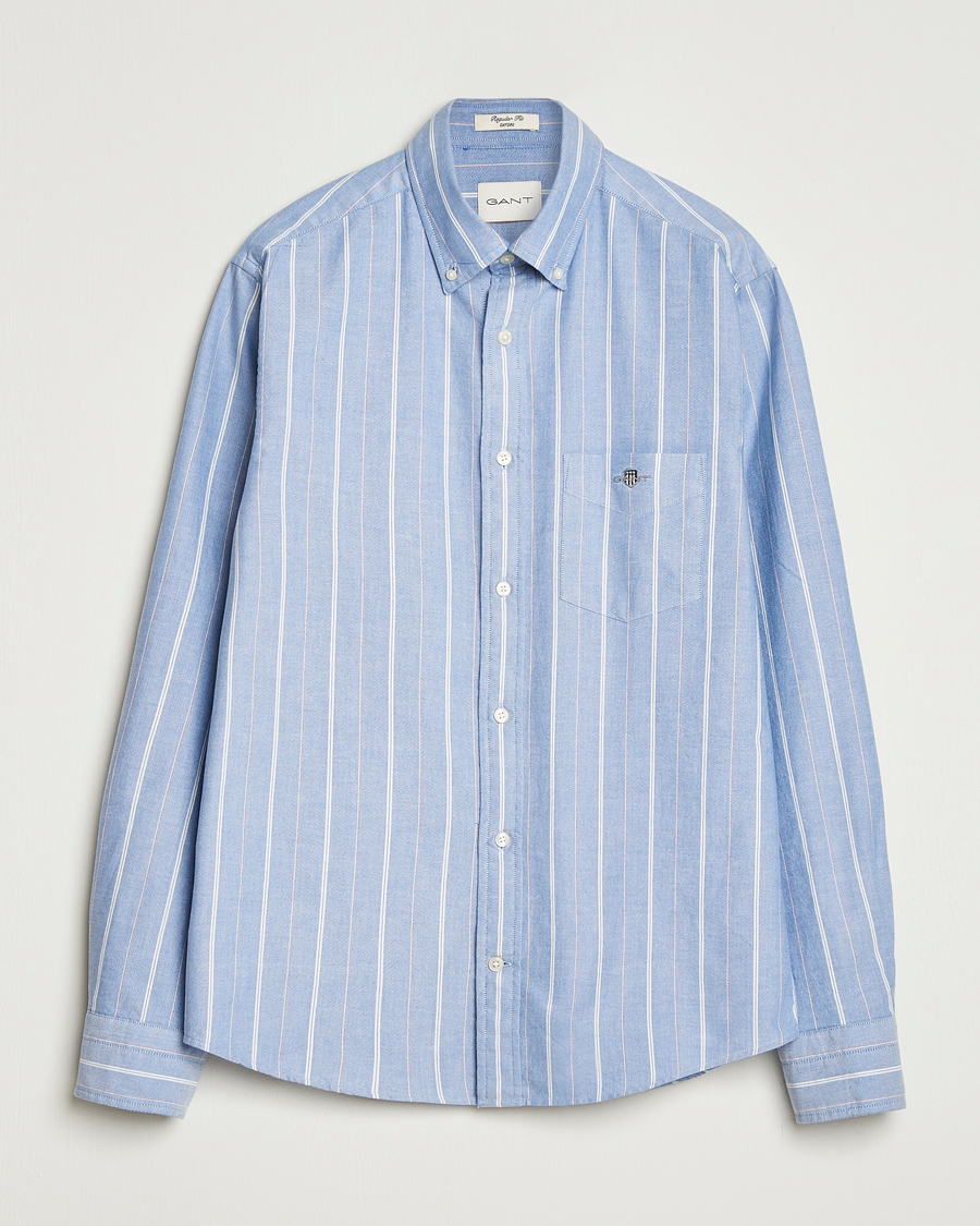 Men | Shirts | GANT | Regular Fit Classic Striped Oxford Shirt Rich Blue