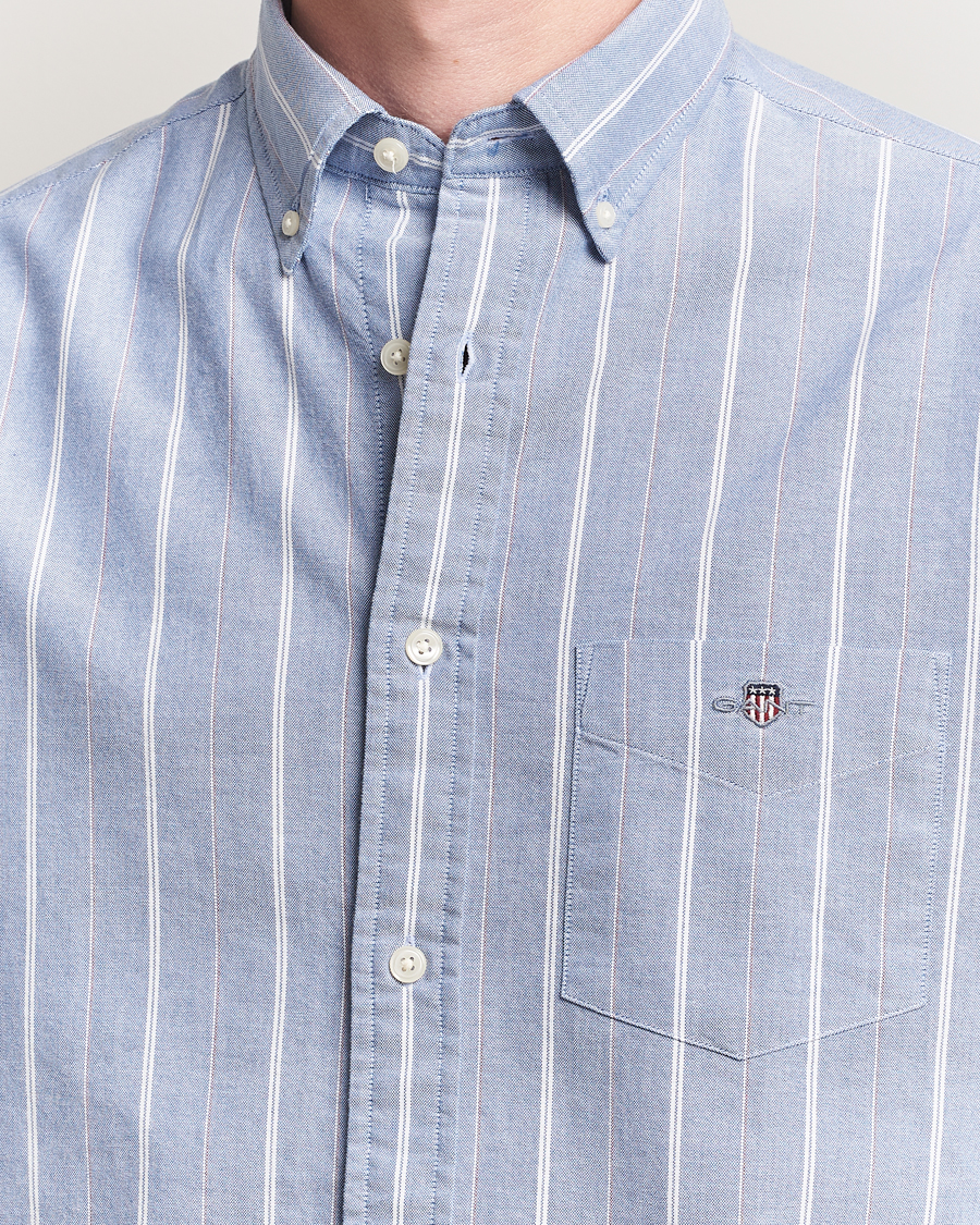 Men | Shirts | GANT | Regular Fit Classic Striped Oxford Shirt Rich Blue