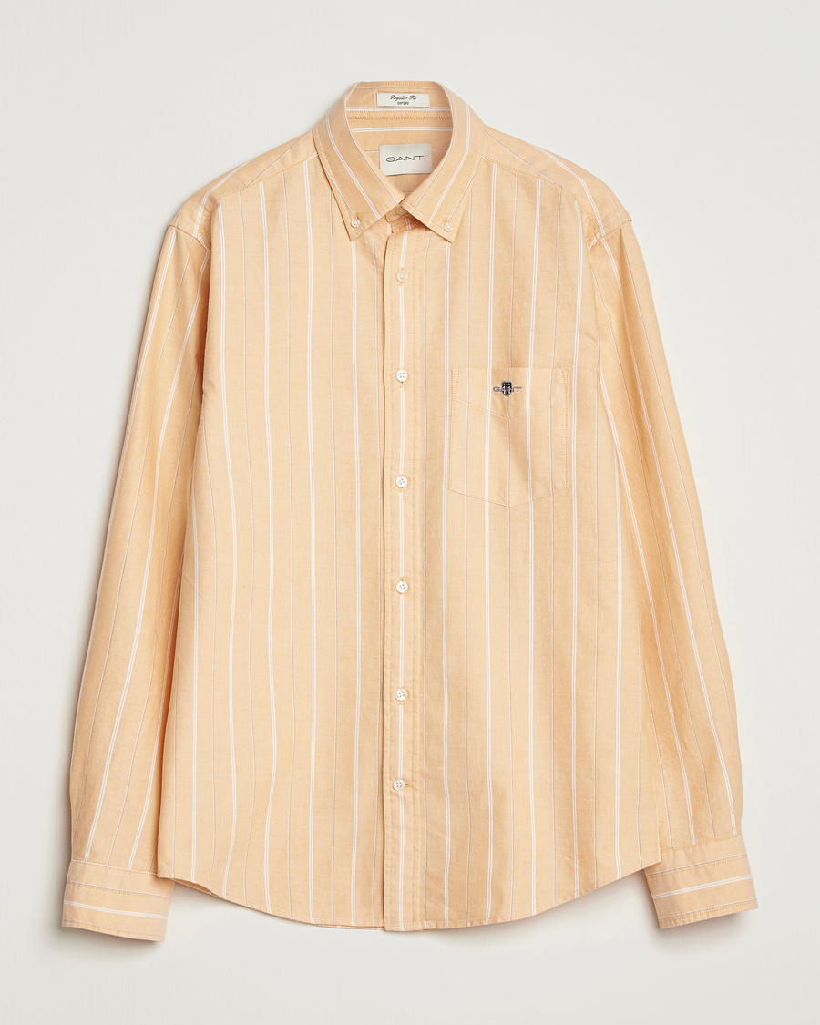Men | Shirts | GANT | Regular Fit Classic Striped Oxford Shirt Yellow Lichen