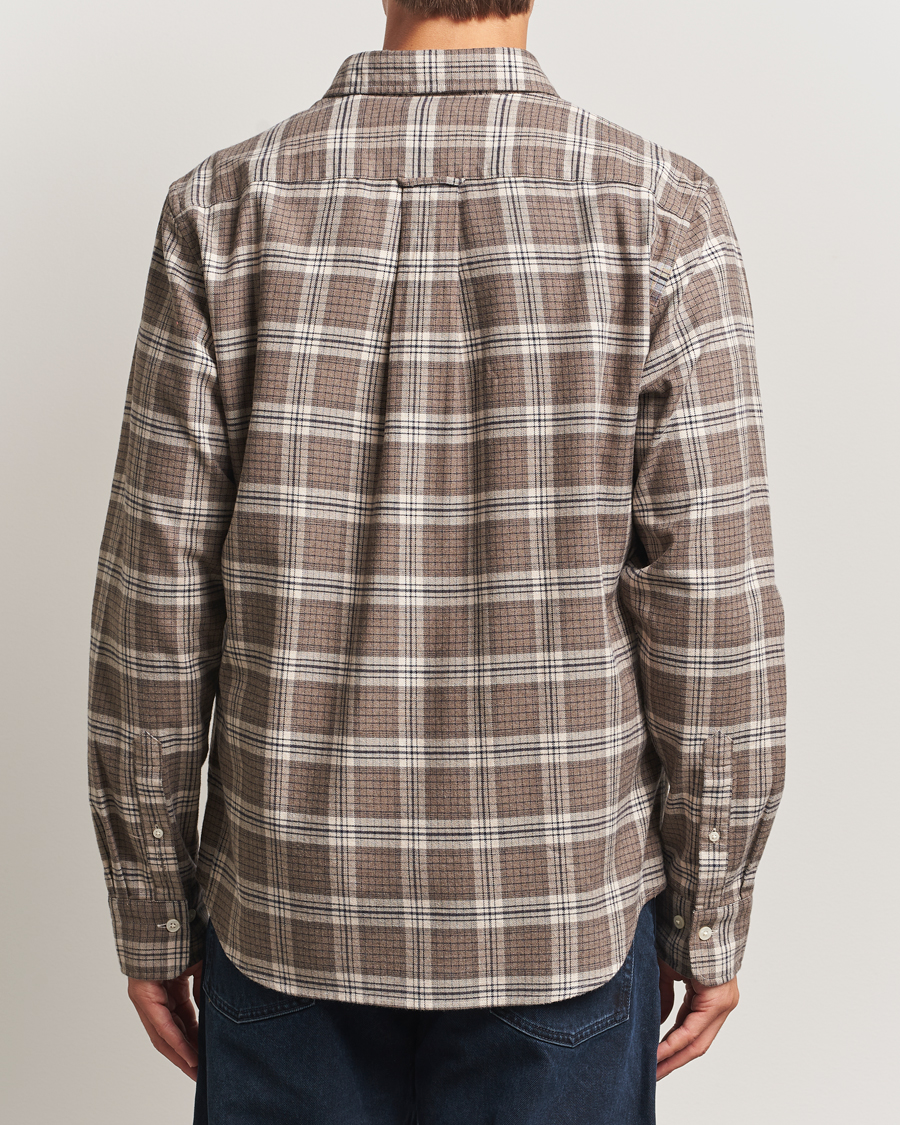 Men | Shirts | GANT | Regular Fit Checked Flannel Shirt Dark Hazelnut Melange