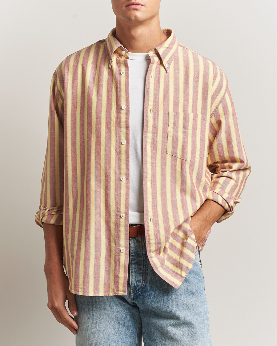 Men | Shirts | Gant | Relaxed Fit Striped Heritage Oxford Shirt Modern Rust