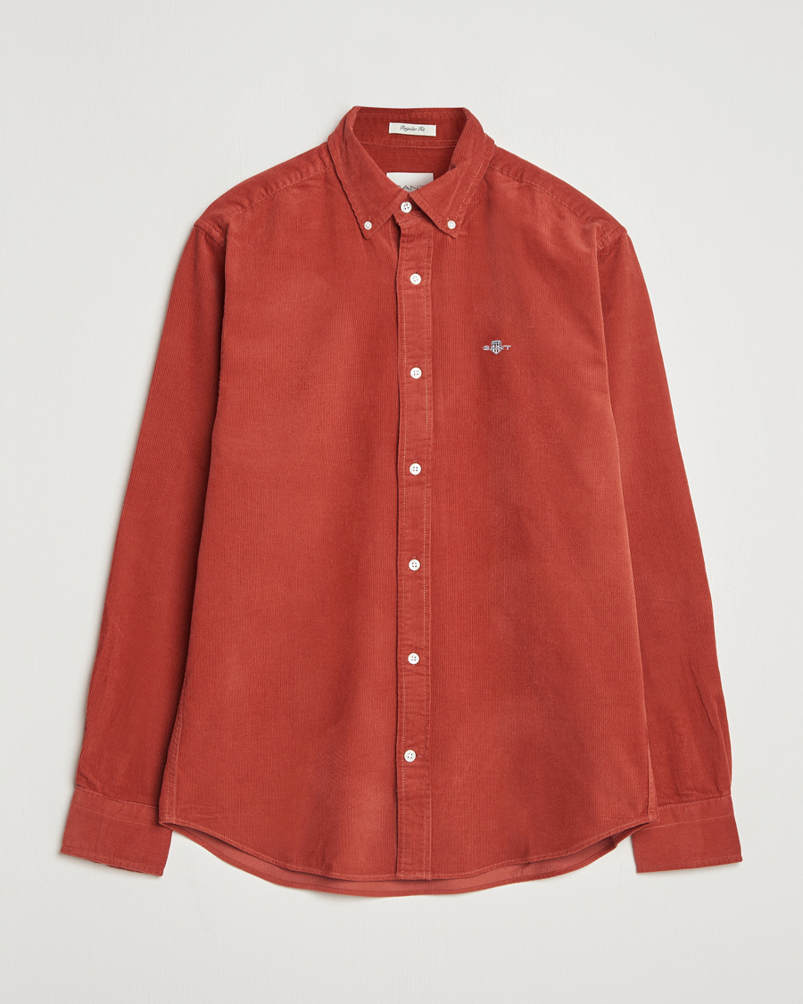 Men | Shirts | GANT | Regular Fit Corduroy Shirt Modern Rust