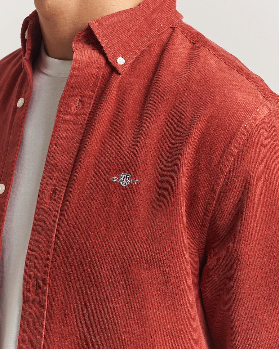 Men | Shirts | GANT | Regular Fit Corduroy Shirt Modern Rust