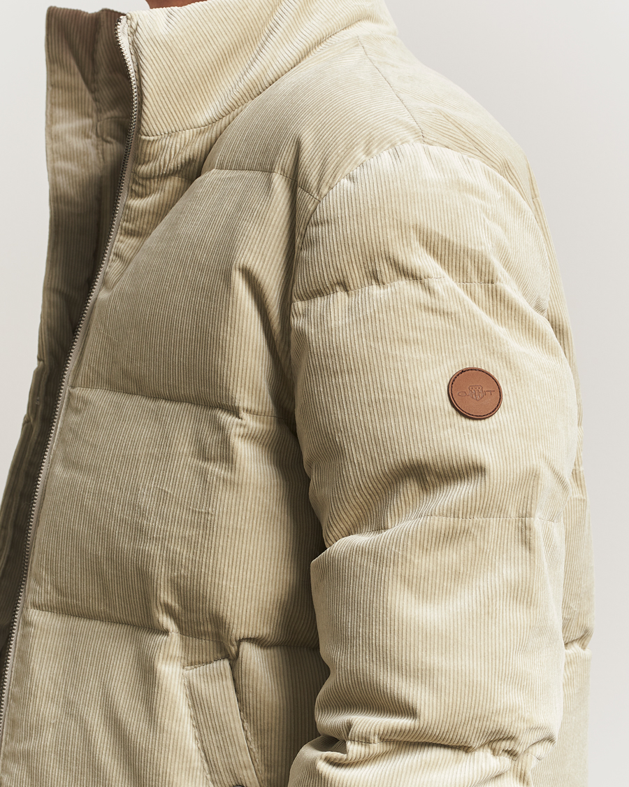 Men | Coats & Jackets | Gant | Corduroy Down Puffer Jacker Greige