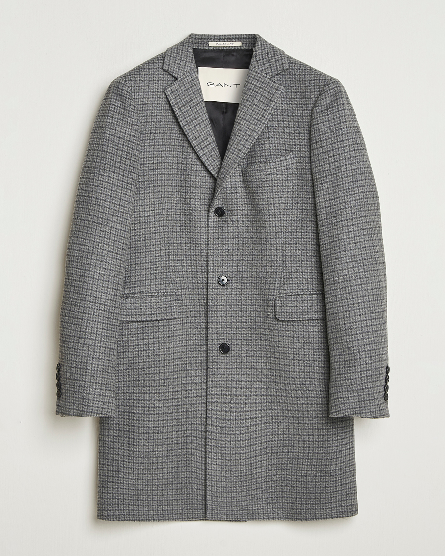 Men | Coats & Jackets | Gant | Classic Wool Houndstooth Coat Black