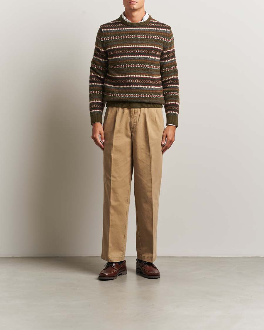 Men | Sweaters & Knitwear | GANT | Fair Isle Knitted Crew Neck Sweater Country Green