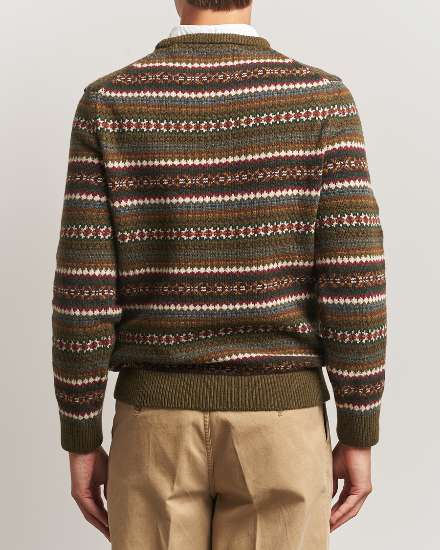 Men | Sweaters & Knitwear | GANT | Fair Isle Knitted Crew Neck Sweater Country Green