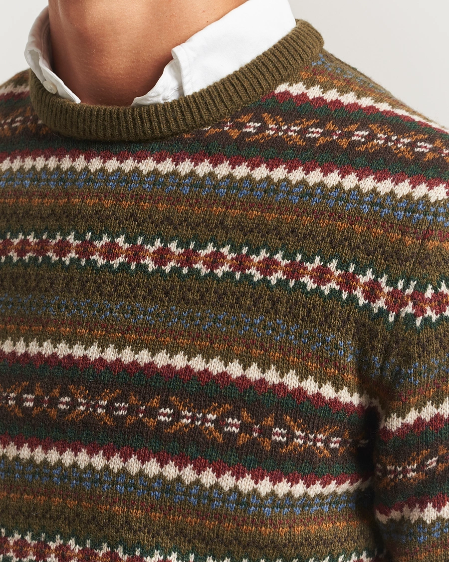 Men | Sweaters & Knitwear | GANT | Fair Isle Knitted Crew Neck Sweater Country Green