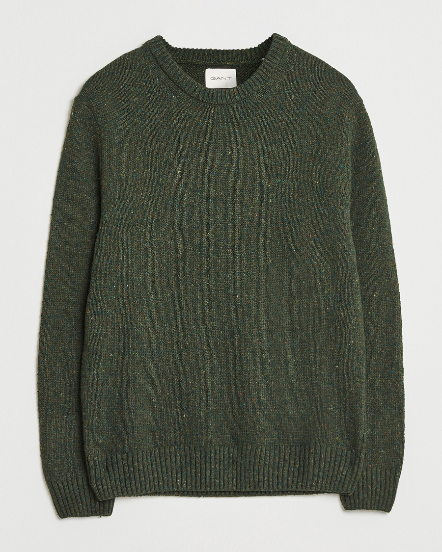 Men | Sweaters & Knitwear | GANT | Neps Wool Crew Neck Country Green