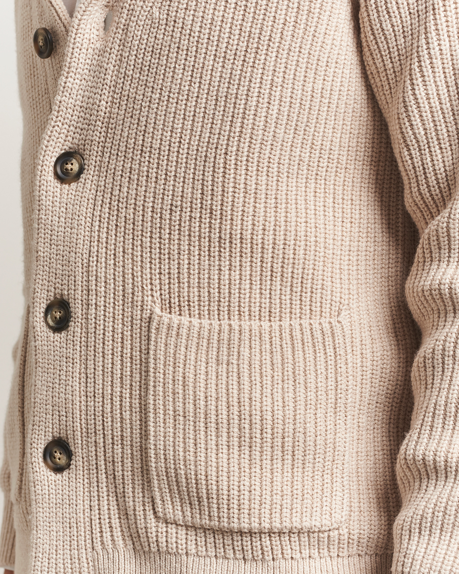 Men | Sweaters & Knitwear | GANT | Wool Knitted Shawl Collar Cardigan Light Beige Melange