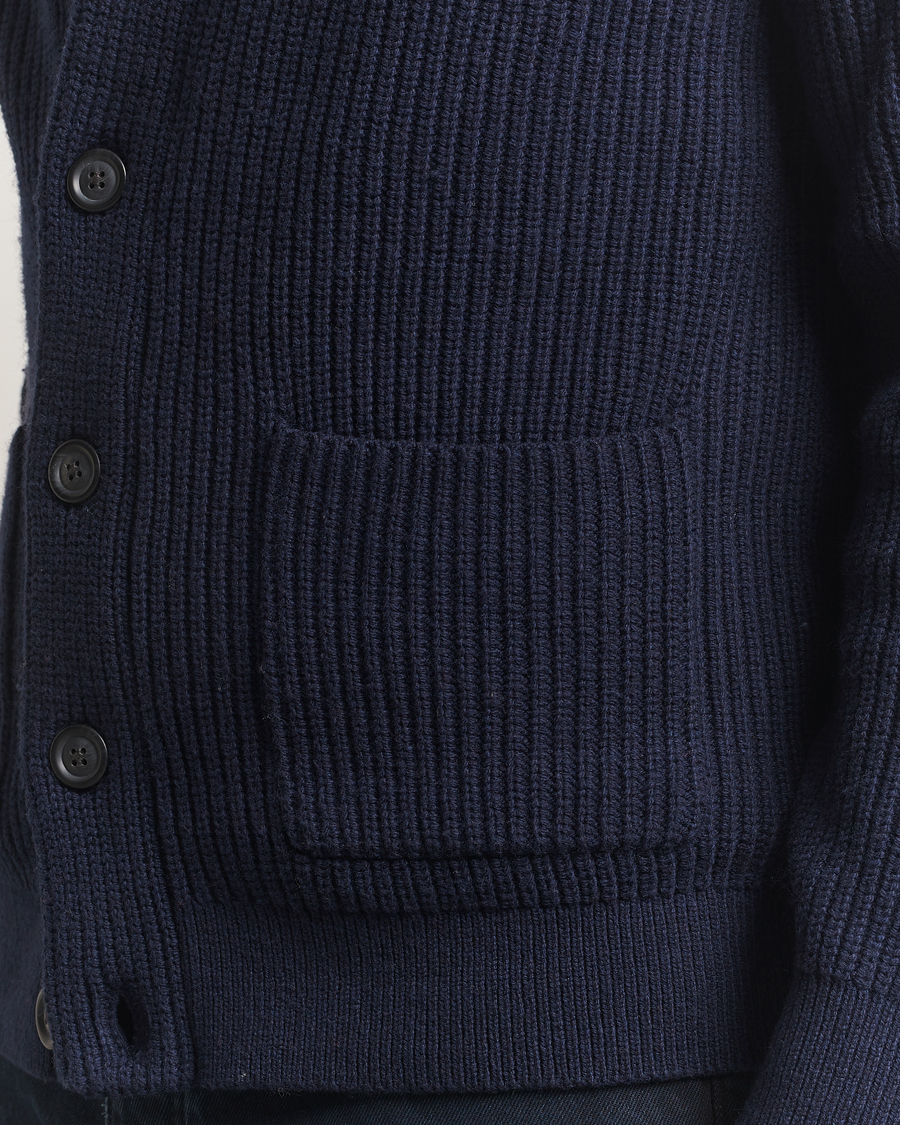 Men | Sweaters & Knitwear | GANT | Wool Knitted Shawl Collar Cardigan Evening Blue
