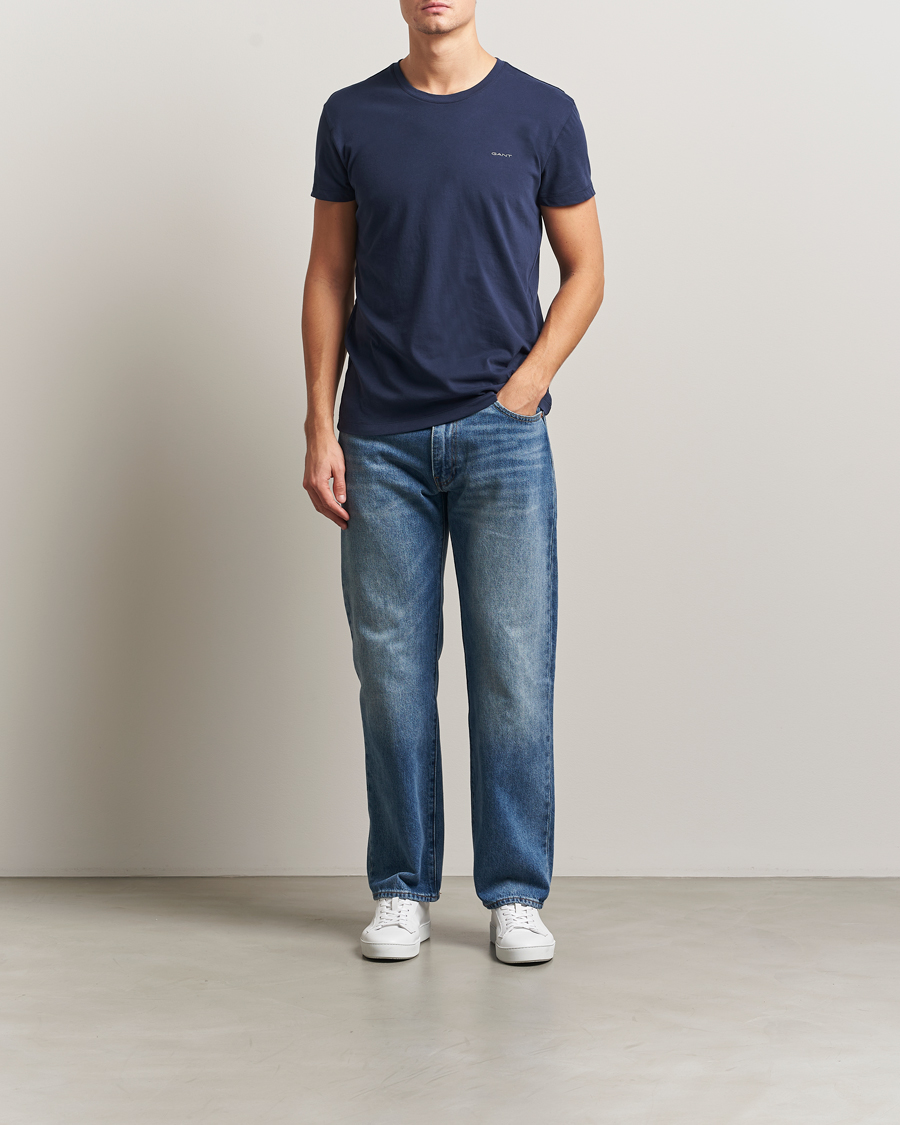 Men | T-Shirts | GANT | 2-Pack Crew Neck T-Shirt Light Grey/Navy