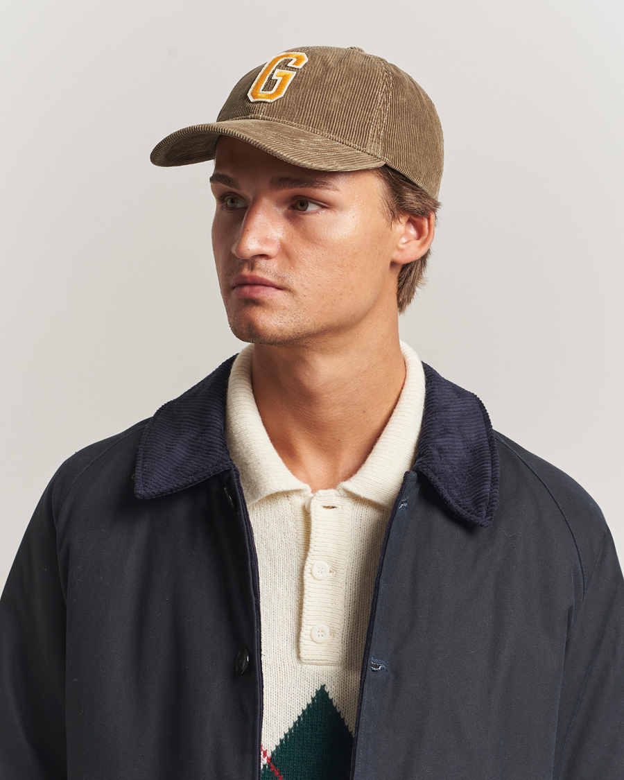 Men | GANT G Badge Corduroy Cap Taupe Beige | GANT | G Badge Corduroy Cap Taupe Beige