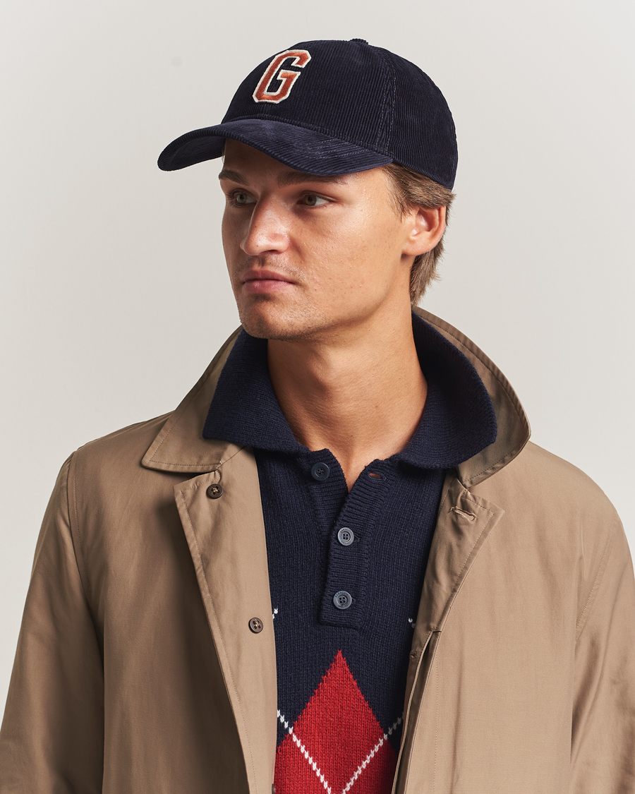 Men | GANT G Badge Corduroy Cap Evening Blue | GANT | G Badge Corduroy Cap Evening Blue