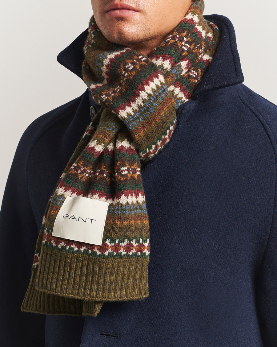Men | GANT Fair Isle Scarf Country Green | GANT | Fair Isle Scarf Country Green