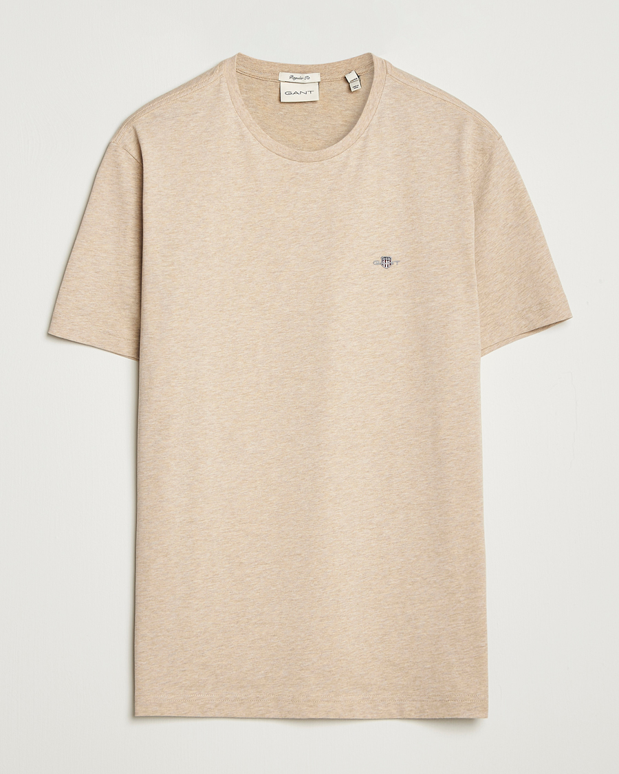 Men | T-Shirts | GANT | The Original T-Shirt Khaki Melange