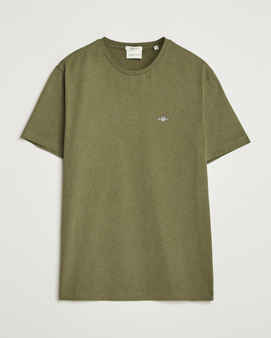 Men | T-Shirts | GANT | The Original T-Shirt Khaki Green Melange