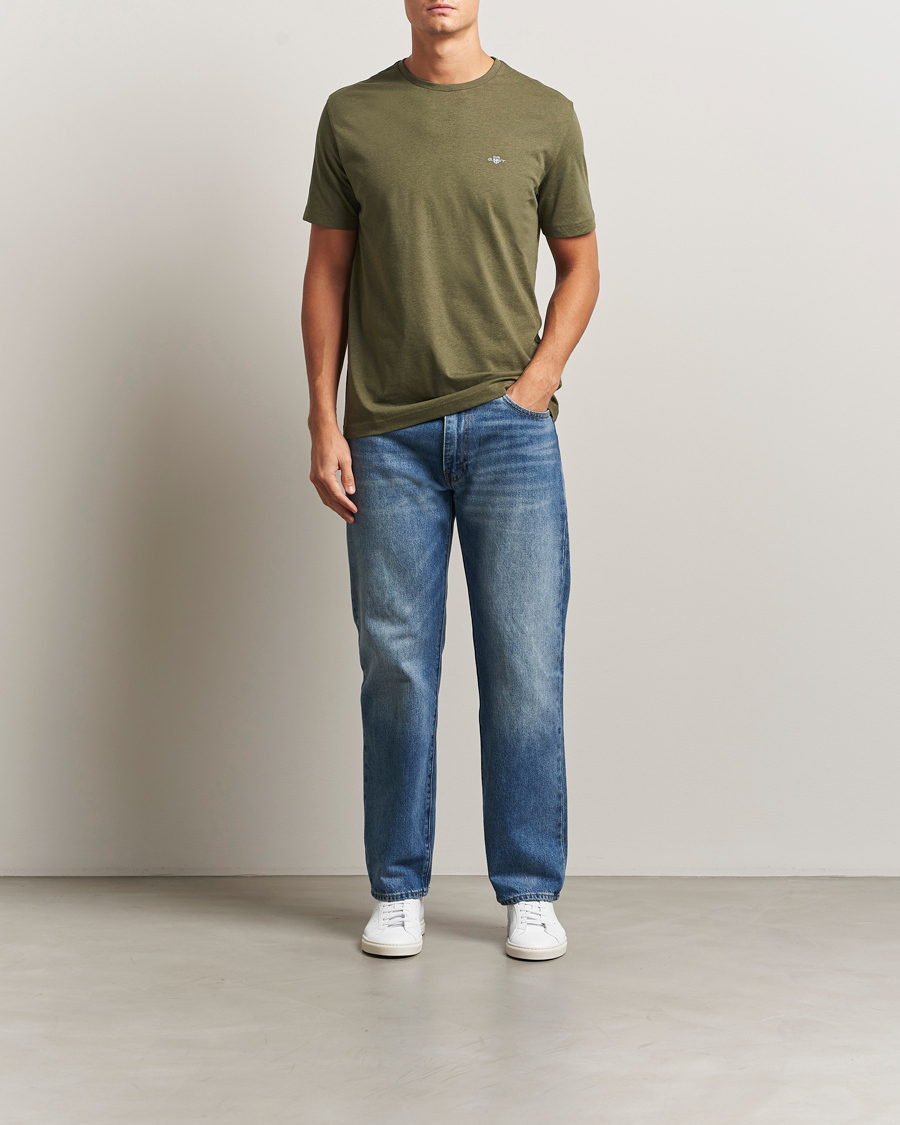 Men | T-Shirts | GANT | The Original T-Shirt Khaki Green Melange