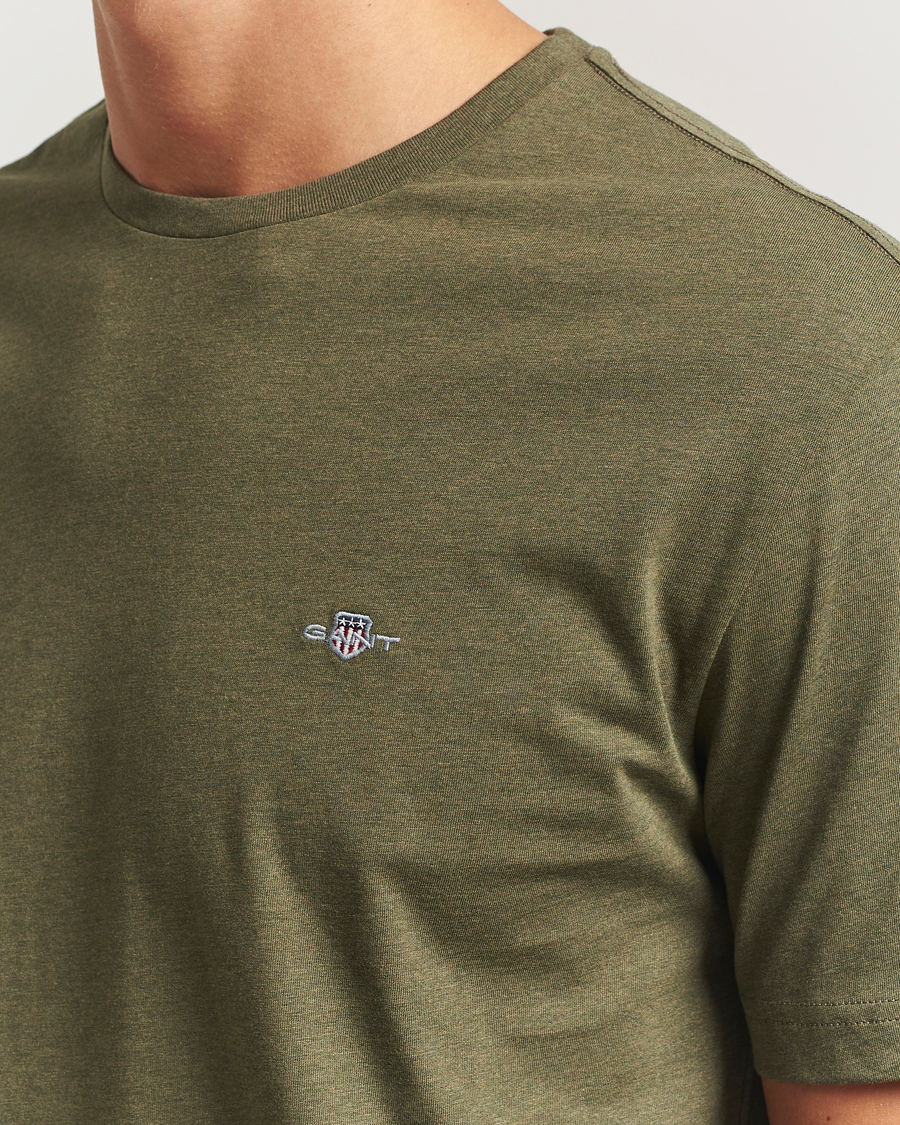 Men | T-Shirts | GANT | The Original T-Shirt Khaki Green Melange