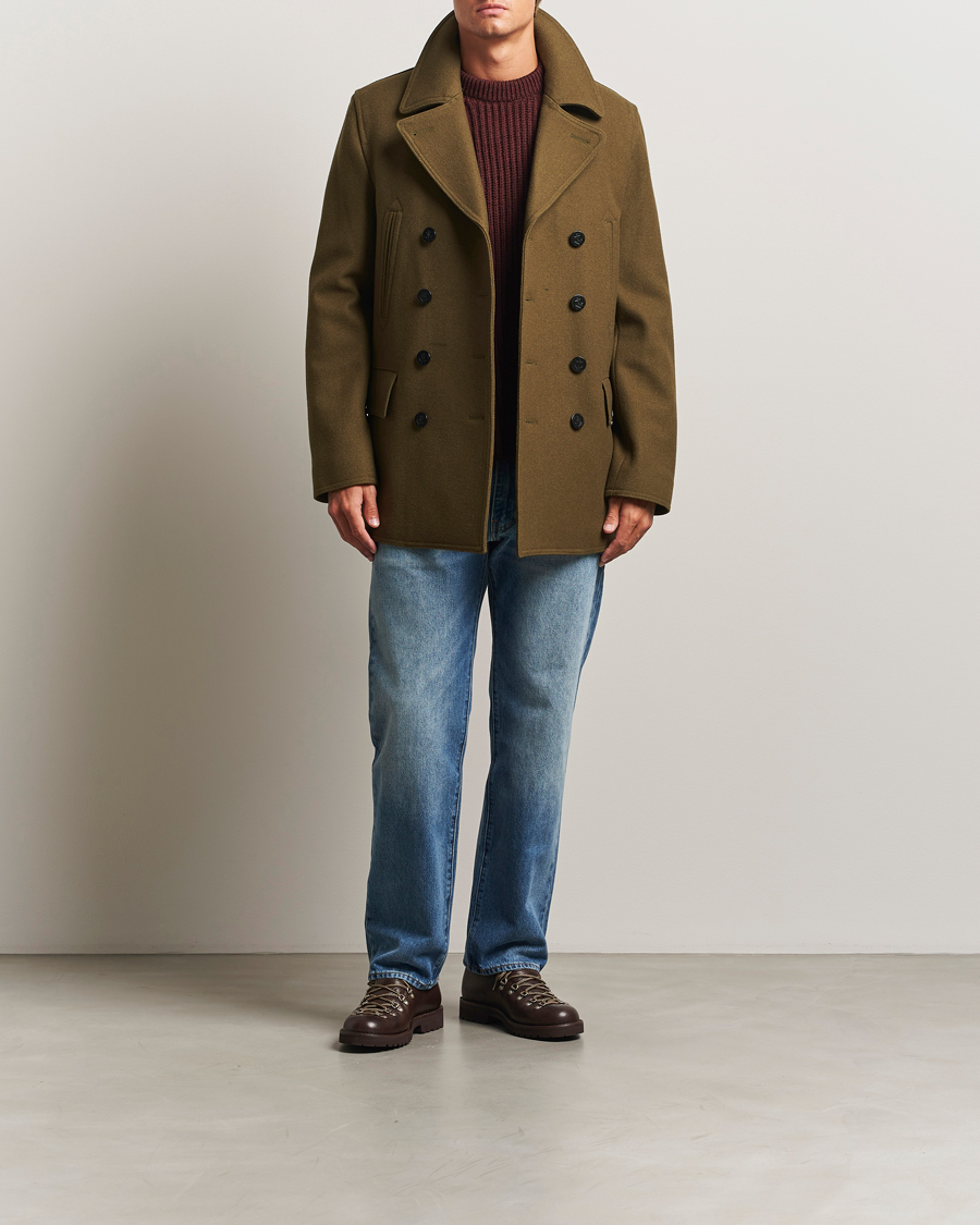 Gloverall Churchill Reefer Peacoat Loden Green at CareOfCarl.com