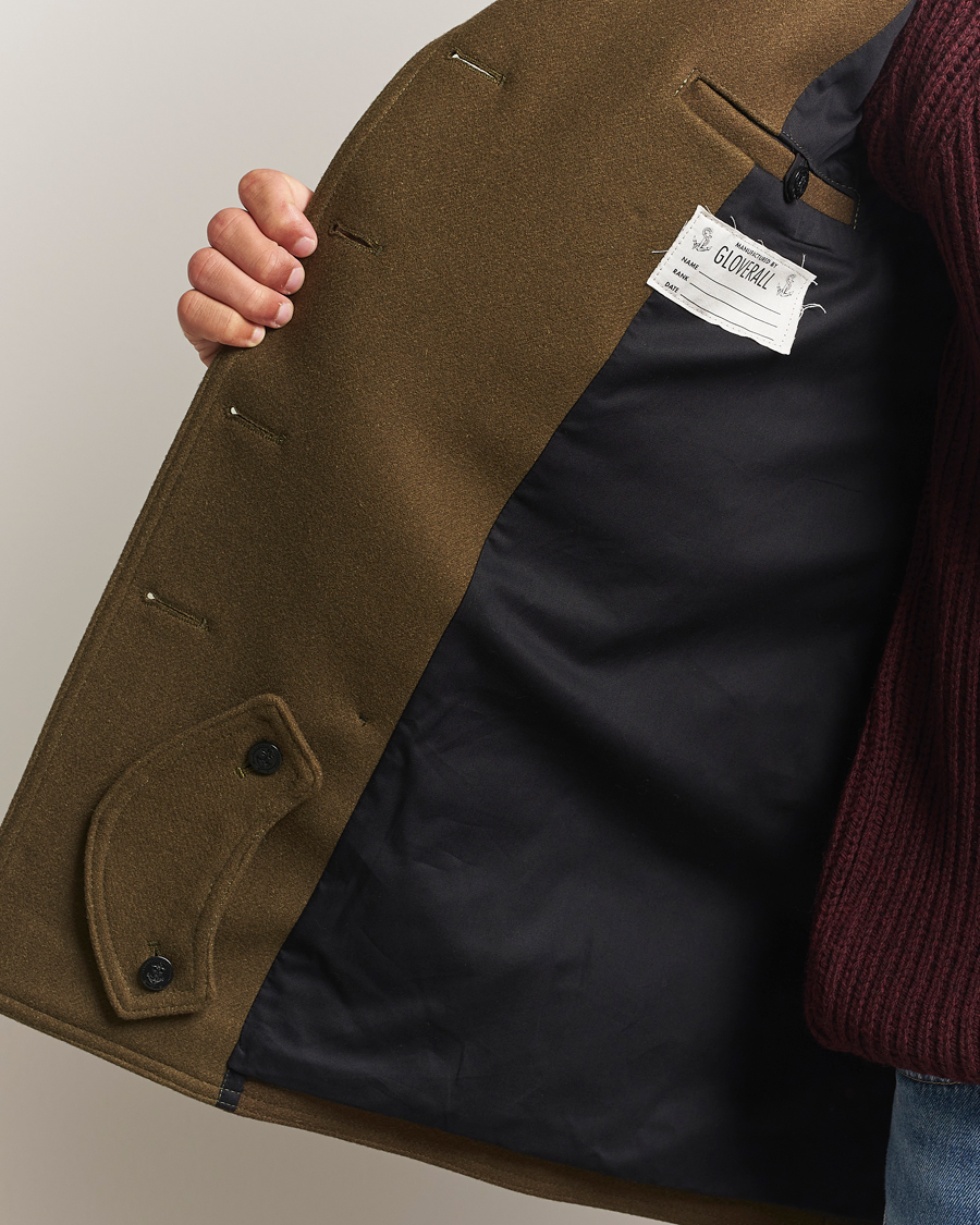 Men | Coats & Jackets | Gloverall | Churchill Reefer Peacoat Loden Green