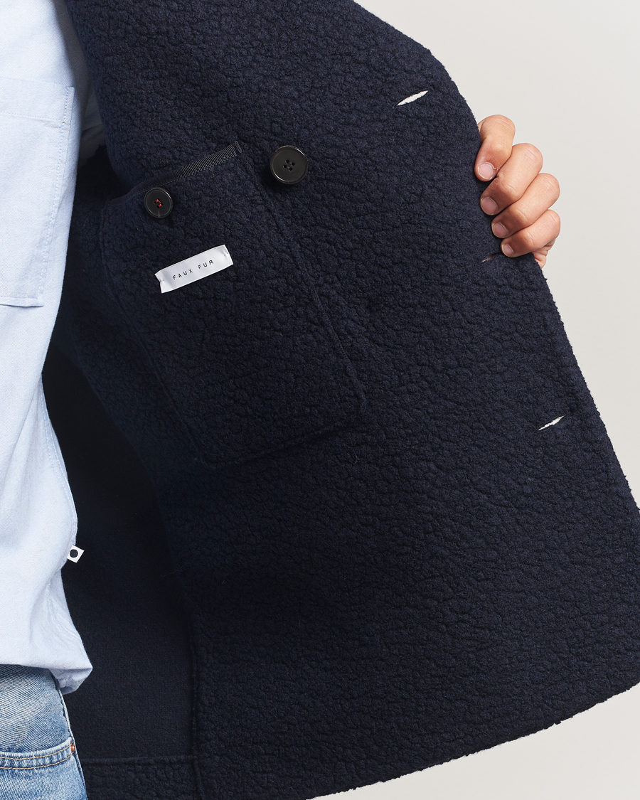 Men | Coats & Jackets | Harris Wharf London | Boucle Peacoat Navy