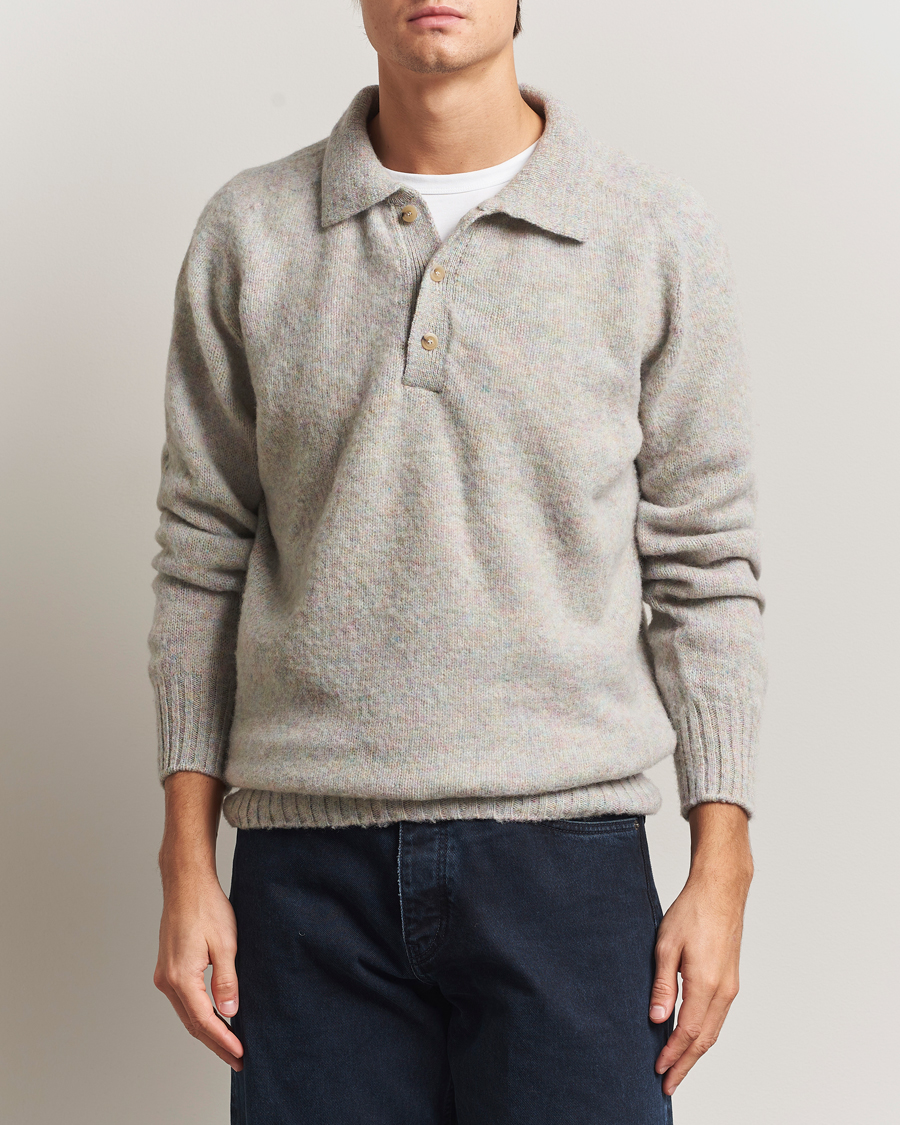 Men | Sweaters & Knitwear | Howlin' | Brushed Wool Polo Galaxy