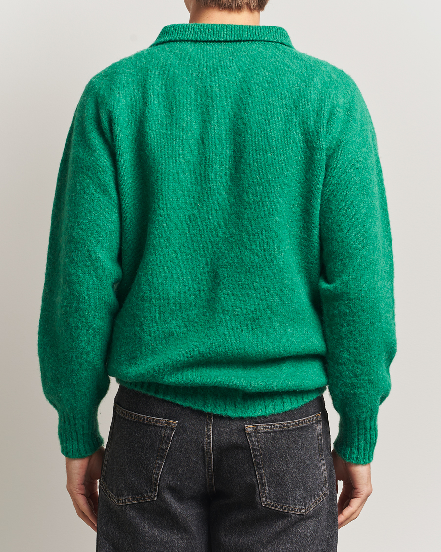Men | Sweaters & Knitwear | Howlin' | Brushed Wool Polo Greendream