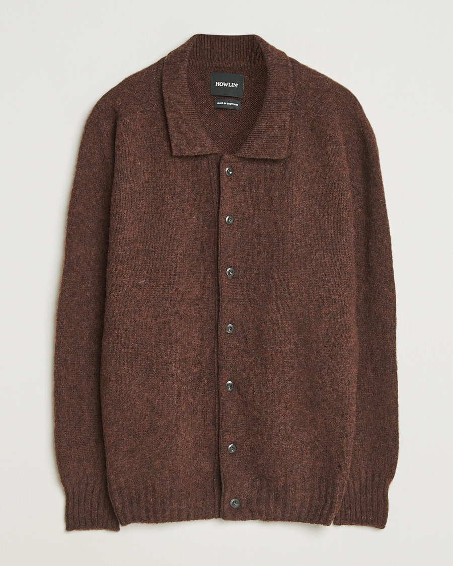Men | Sweaters & Knitwear | Howlin' | Brushed Wool Cardigan Brownish
