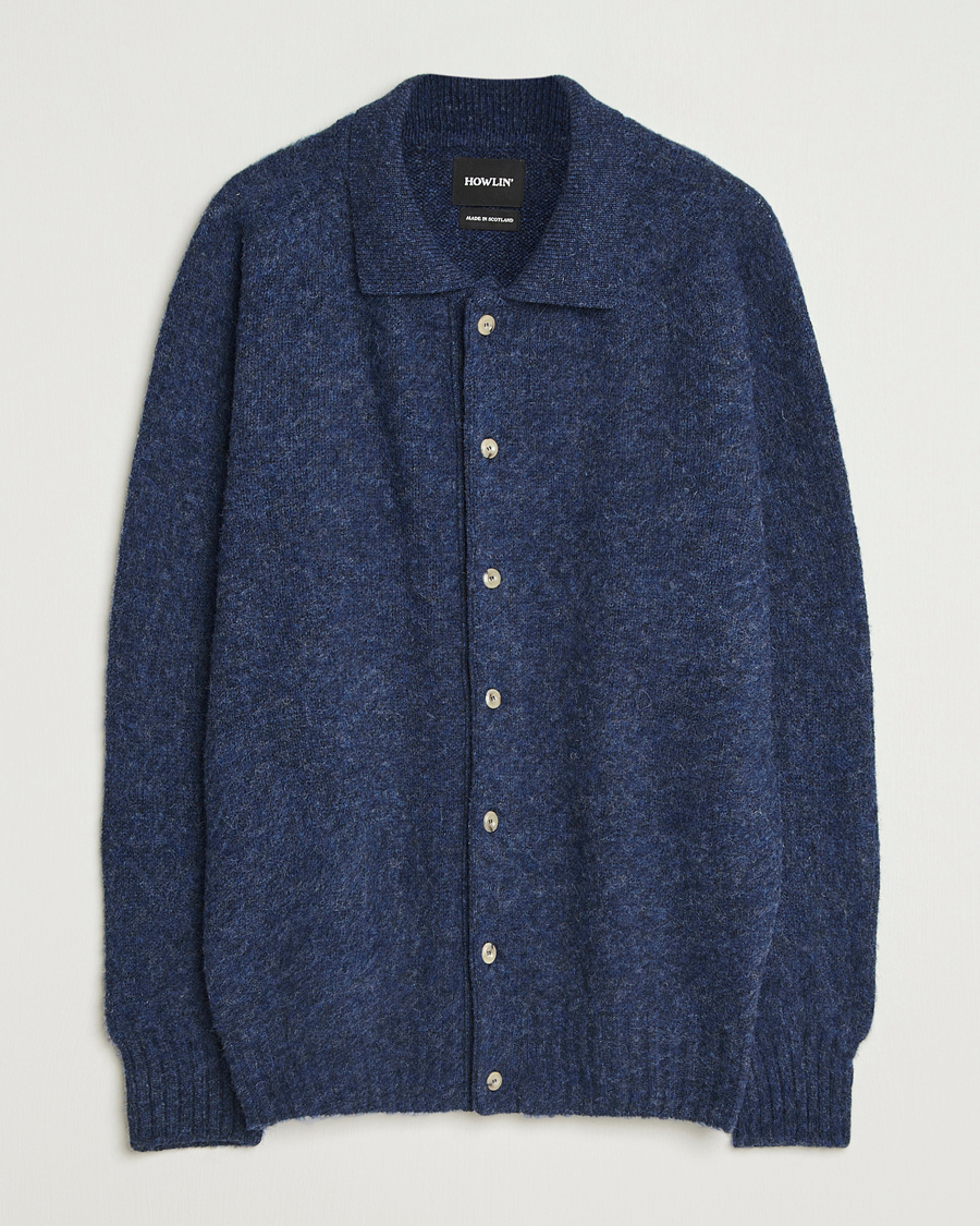 Men | Sweaters & Knitwear | Howlin' | Brushed Wool Cardigan Denim