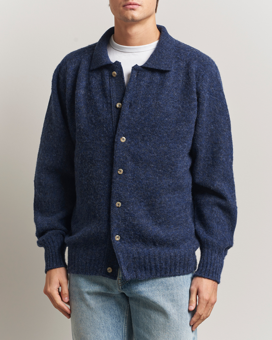Men | Sweaters & Knitwear | Howlin' | Brushed Wool Cardigan Denim