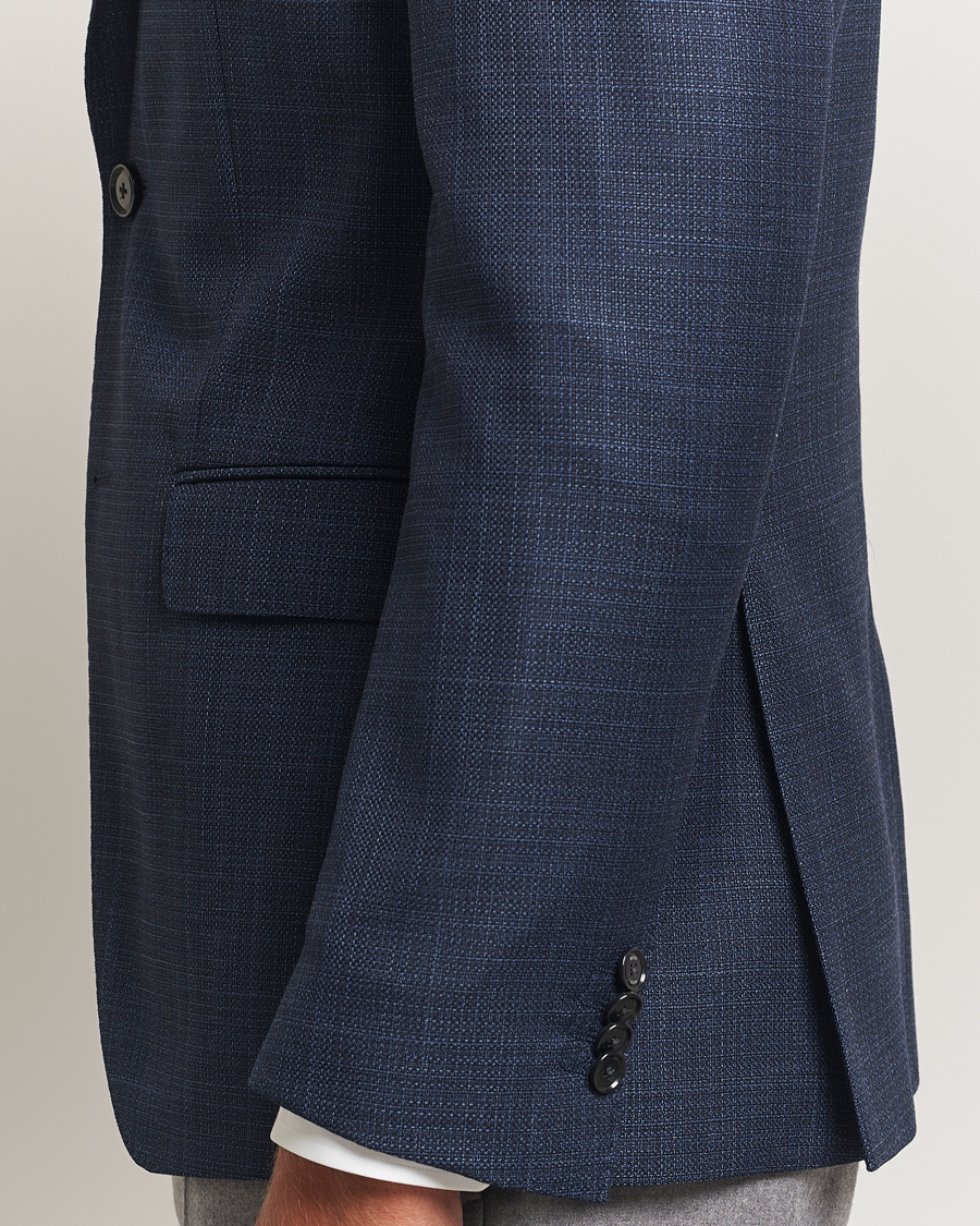 Men | Blazers | BOSS BLACK | Hutson Wool Checked Blazer Open Blue