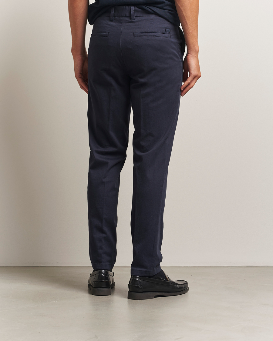 Men | Trousers | BOSS BLACK | Kane Brushed Cotton Pleated Trousers Dark Blue
