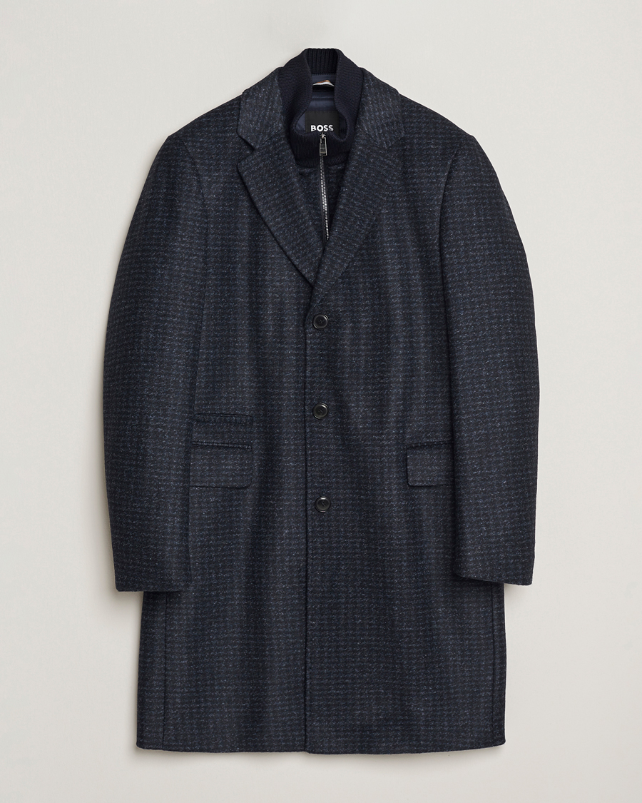 Men | Coats & Jackets | BOSS BLACK | Hyde Wool Bib Coat Dark Blue