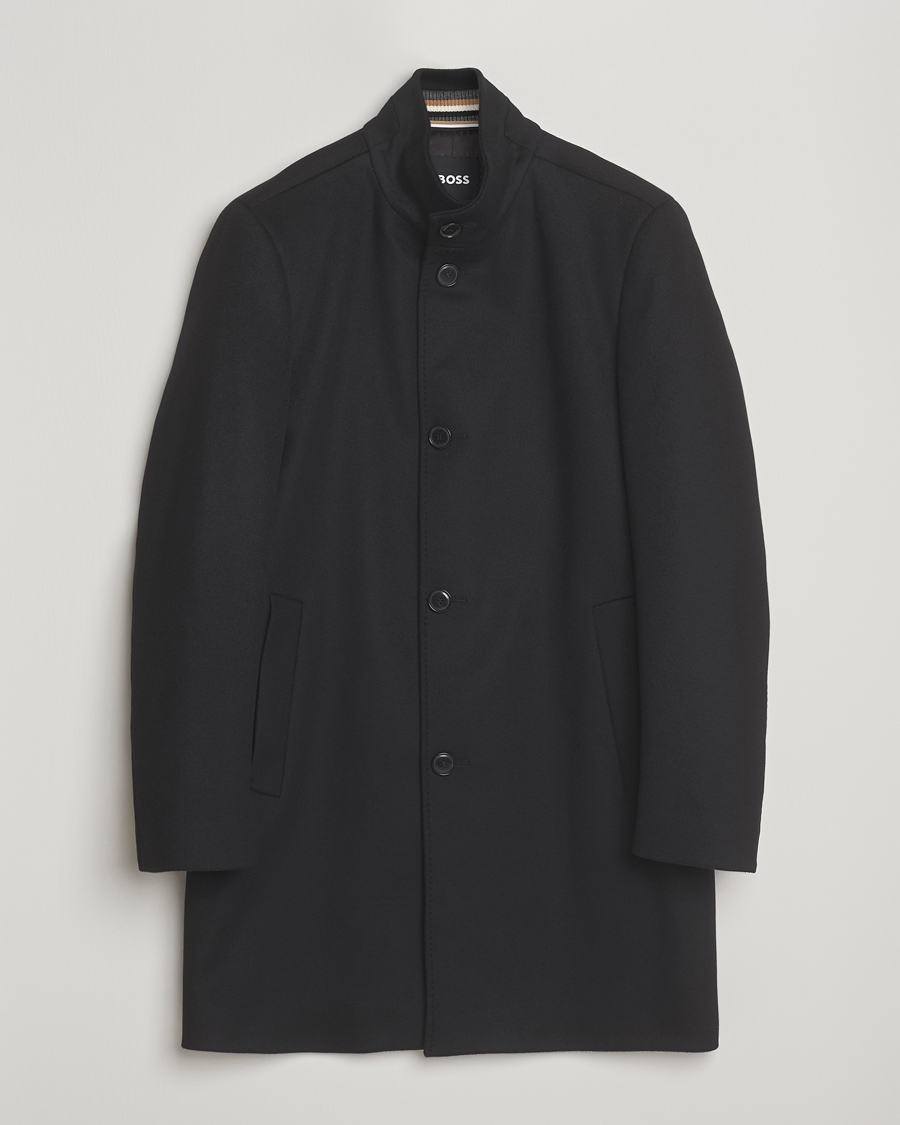 BOSS BLACK Hyde Stand Up Collar Coat Black at CareOfCarl.com