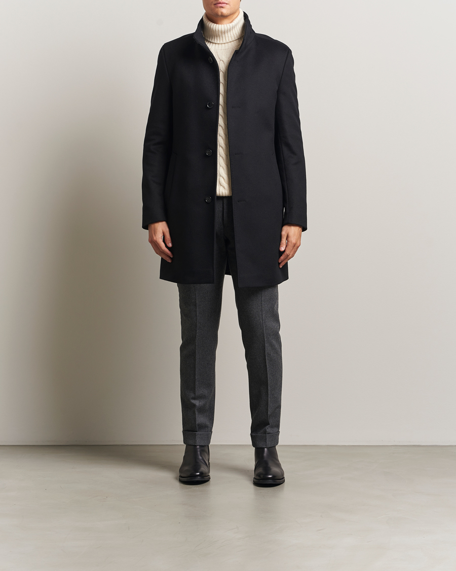 BOSS BLACK Hyde Stand Up Collar Coat Black at CareOfCarl.com