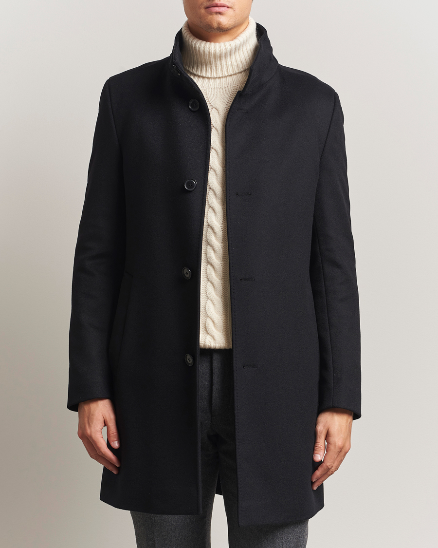 BOSS BLACK Hyde Stand Up Collar Coat Black at CareOfCarl.com