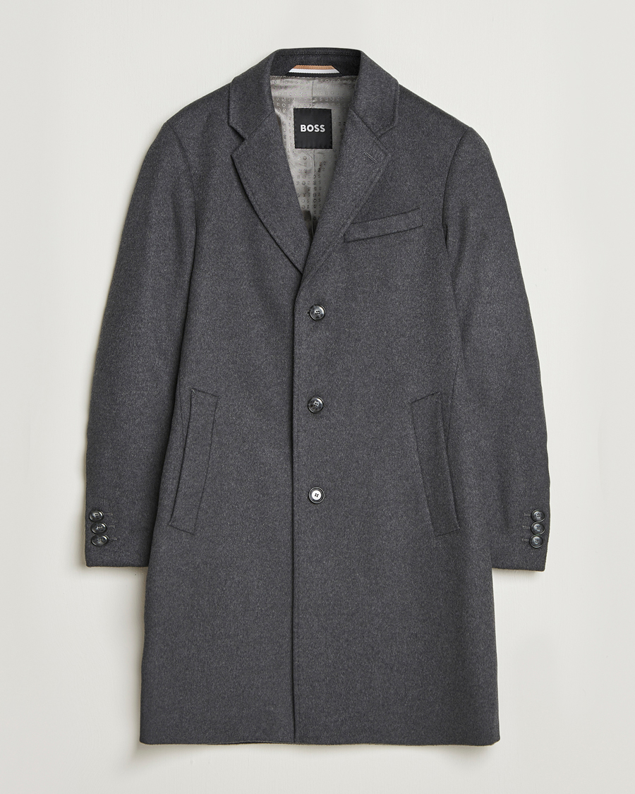 Men | Coats & Jackets | BOSS BLACK | Hyde Wool Coat Medium Grey