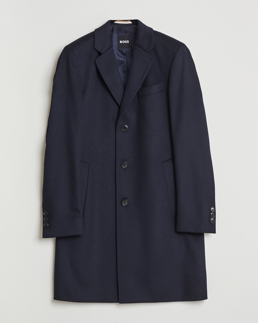 Men | Coats & Jackets | BOSS BLACK | Hyde Wool Coat Dark Blue