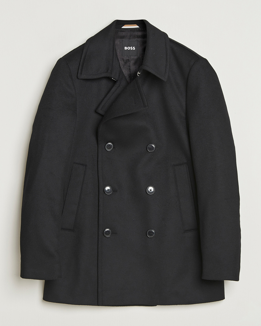 Men | Coats & Jackets | BOSS BLACK | Hyde Wool Peacoat Black