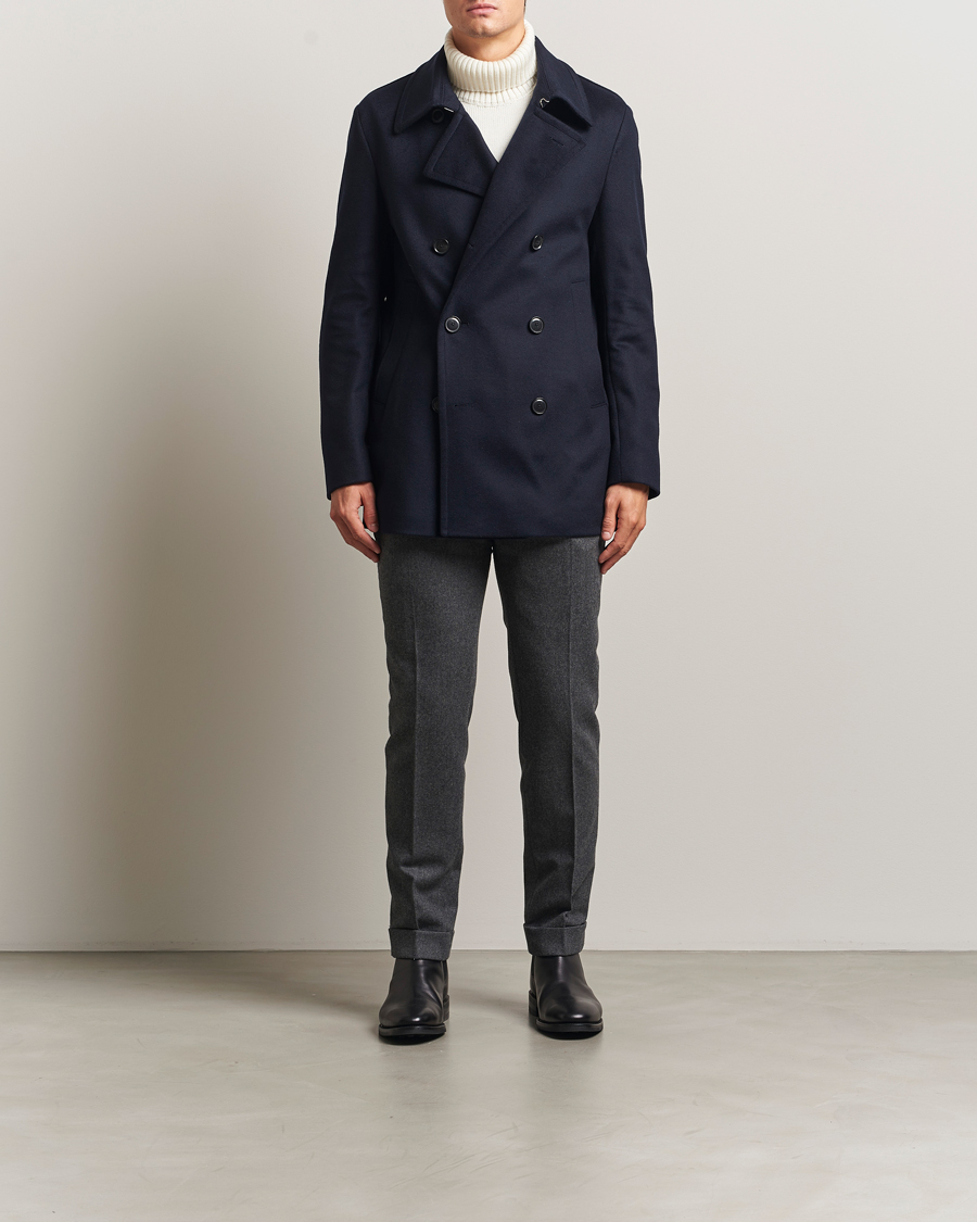 Men | Coats & Jackets | BOSS BLACK | Hyde Wool Peacoat Dark Blue