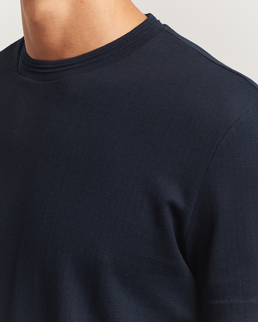 Men | T-Shirts | BOSS BLACK | Thompson Structured Crew Neck T-Shirt Dark Blue