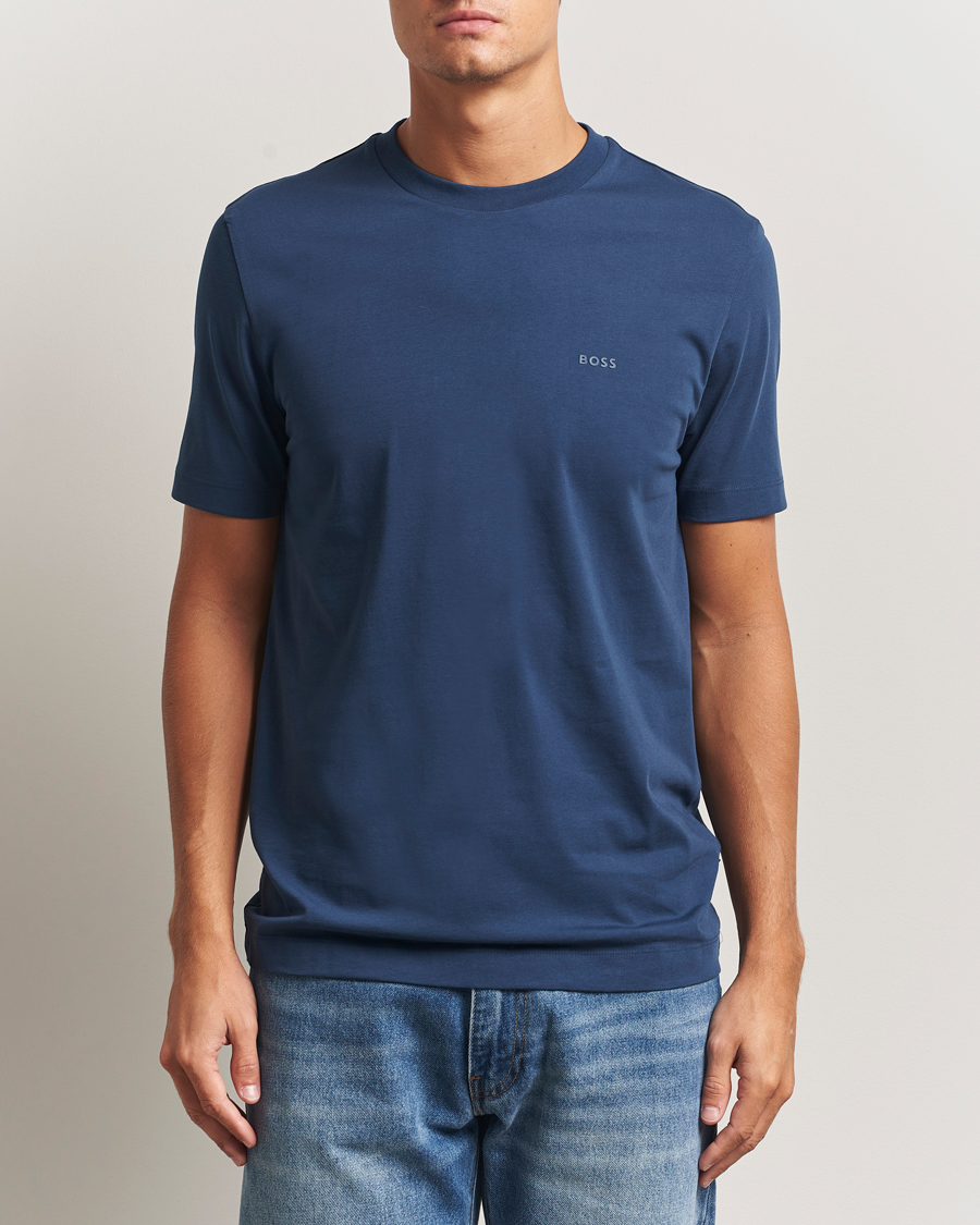 Men | T-Shirts | BOSS BLACK | Thompson Crew Neck T-Shirt Open Blue