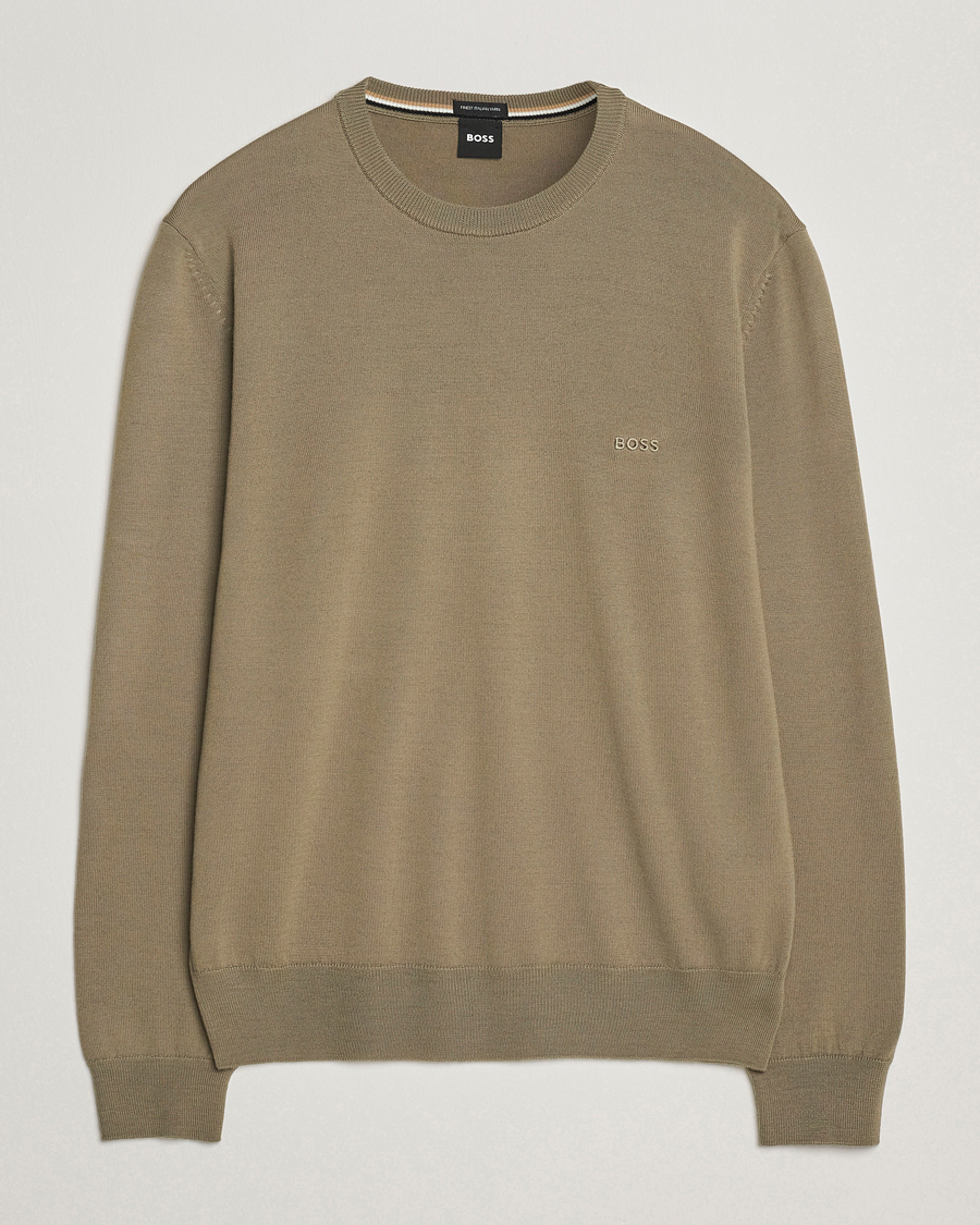 Men | Sweaters & Knitwear | BOSS BLACK | Botto Merino Knitted Pullover Open Brown