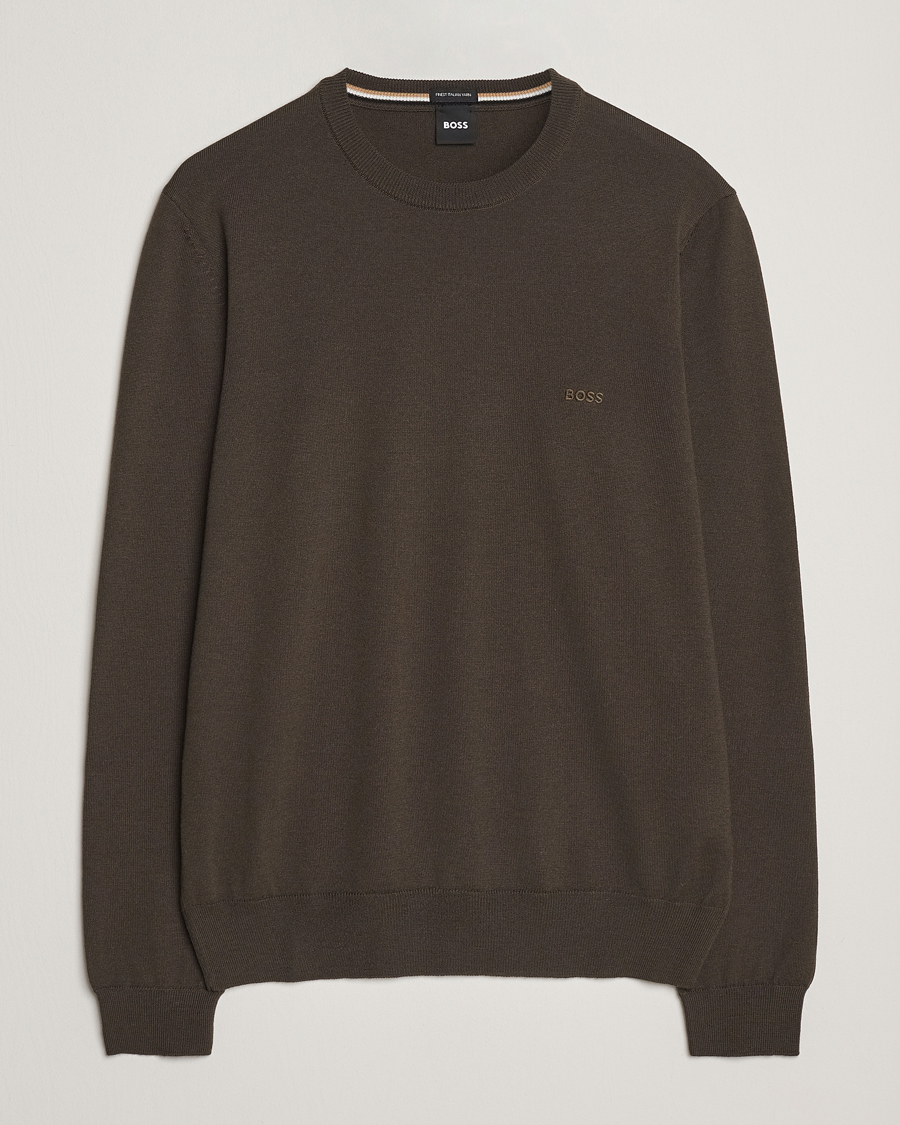 Men | Sweaters & Knitwear | BOSS BLACK | Botto Merino Knitted Pullover Open Green