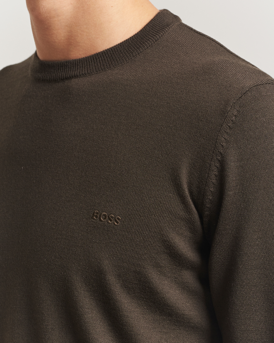 Men | Sweaters & Knitwear | BOSS BLACK | Botto Merino Knitted Pullover Open Green